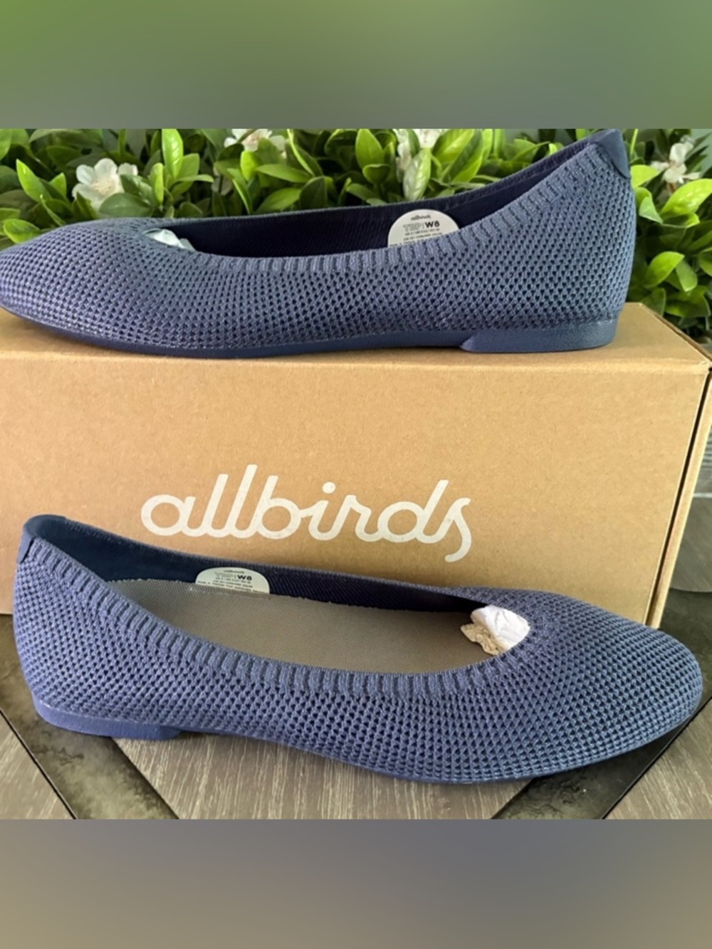 allbirds Tree Breezer Ballet Flat Point Hazy Indigo Comfortable Shoe 8 New NIB